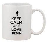Keep Calm And Love Benin Africa Country Map Patriotic Ceramic White Coffee Mug