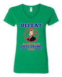 V-Neck Ladies Defeat Crooked Hillary Vote Trump 2016 President T-Shirt Tee