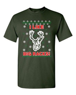 I Like Big Racks Reindeer Antlers Ugly Christmas Funny Adult DT T-Shirt Tee