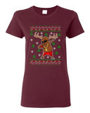 Ladies Rudolph Gangsta Sleigh Reindeer Cool Ugly Christmas Funny DT T-Shirt Tee