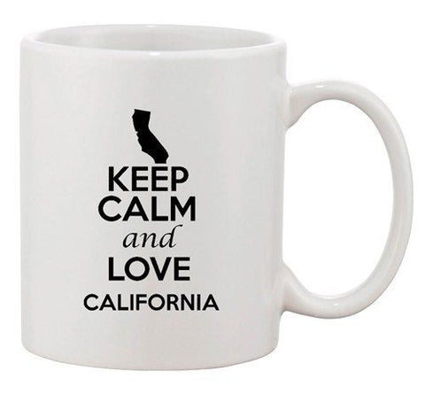 Keep Calm And Love California Country Map Patriotic Ceramic White Coffee Mug