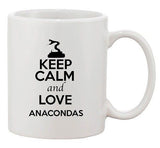 Keep Calm And Love Anacondas Snake Animal Lover Funny Ceramic White Coffee Mug