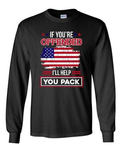 Long Sleeve If You're Offended I'll Help You Pack American Flag USA Funny DT