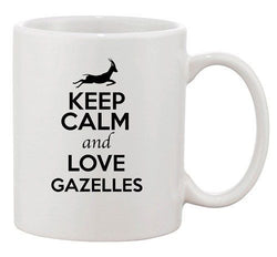 Keep Calm And Love Gazelles Deer Animal Lover Funny Ceramic White Coffee Mug