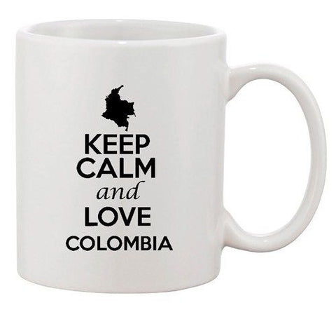 Keep Calm And Love Colombia Country Map USA Patriotic Ceramic White Coffee Mug