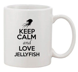 Keep Calm And Love Jellyfish Ocean Animal Lover Funny Ceramic White Coffee Mug