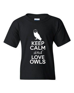 City Shirts Keep Calm And Love Owls Bird Animal Lover DT Youth Kids T-Shirt Tee