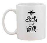 Keep Calm And Love Bees Honey Wasps Insect Lover Funny Ceramic White Coffee Mug