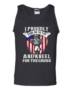 I Proudly Stand For The Flag And Kneel For The Cross Patriotic DT Adult Tank Top