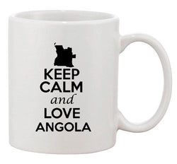 Keep Calm And Love Angola Africa Country Map Patriotic Ceramic White Coffee Mug