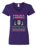 V-Neck Ladies Police Mom Some People Wait A Hero I Raised Mine Funny T-Shirt Tee