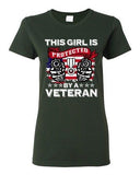 Ladies This Girl Is Protected By A Veteran USA Gun America Flag DT T-Shirt Tee