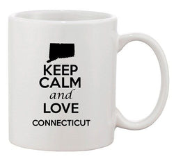 Keep Calm And Love Connecticut Country Map Patriotic Ceramic White Coffee Mug