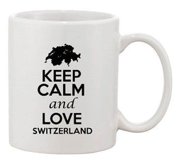 Keep Calm And Love Switzerland Country Map Patriotic Ceramic White Coffee Mug