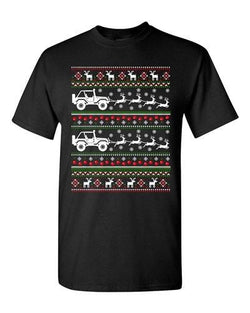Truck Sleigh Santa Reindeer Ugly Christmas Gift Funny Adult DT T-Shirt Tee