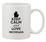 Keep Calm And Love Michigan Country Map USA Patriotic Ceramic White Coffee Mug