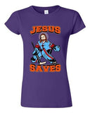 Junior New Jesus Saves Hockey Puck Jersey Sports Funny DT T-Shirt Tee