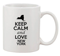 Keep Calm And Love New York Country Map USA Patriotic Ceramic White Coffee Mug