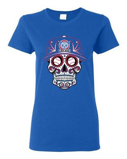 Ladies Tribal Skull Baseball Chicago Sports DT T-Shirt Tee