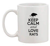 Keep Calm And Love Rats Mouse Rodent Animal Lover Funny Ceramic White Coffee Mug