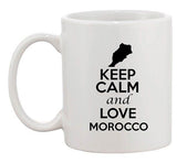 Keep Calm And Love Morocco Africa Country Map Patriotic Ceramic White Coffee Mug