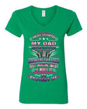 V-Neck Ladies Police Daughter My Dad Risks His Life To Save Stranger T-Shirt Tee