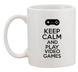 Keep Calm And Play Video Games Controller Gamer Funny Ceramic White Coffee Mug