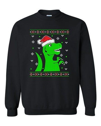 T-Rex Christmas Dinosaur Ugly Xmas Holiday Snow Funny DT Crewneck Sweatshirt