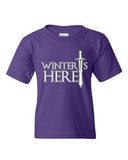 Winter Is Here Sword TV Parody Funny DT Youth Kids T-Shirt Tee