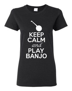 City Shirts Ladies Keep Calm And Play Banjo String Music Lover DT T-Shirt Tee