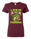 Ladies Life Is Better Fishing Fish Sea Sailing Animal Funny DT T-Shirt Tee