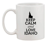 Keep Calm And Love Idaho Boise Country Map Patriotic Ceramic White Coffee Mug