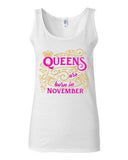 Junior Queens Are Born In November Crown Birthday Funny Sleeveless Tank Tops