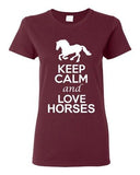 City Shirts Ladies Keep Calm And Love Horses Race Animal Lover DT T-Shirt Tee