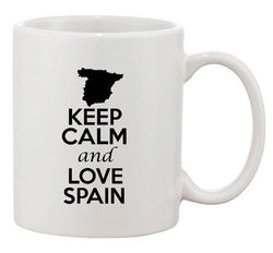 Keep Calm And Love Spain Madrid Country Map Patriotic Ceramic White Coffee Mug