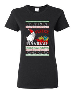 Ladies Fleece Navidad Sheep Ugly Christmas Holiday Gift Funny DT T-Shirt Tee