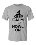 Keep Calm And Howl On Love Wolves Animal Lover Humor Adult T-Shirt Tee