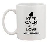 Keep Calm And Love Mauritania Country Map Patriotic Ceramic White Coffee Mug