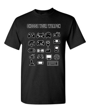 New Choose Your Weapon Gamer Game Controller Nerd Funny DT Adult T-Shirt Tee