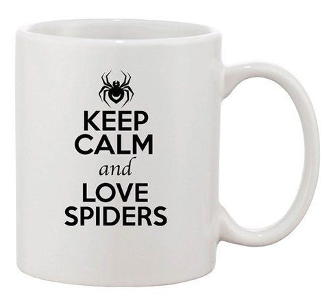 Keep Calm And Love Spiders Arachnids Insect Lover Funny Ceramic White Coffee Mug