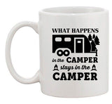 What Happens In The Camper Stays In The Camper Camp Funny DT White Coffee Mug