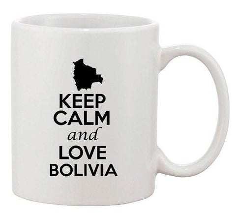 Keep Calm And Love Bolivia Country Map USA Patriotic Ceramic White Coffee Mug