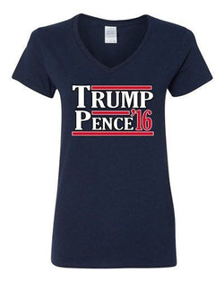 V-Neck Ladies Trump Pence 2016 Vote Support Election America USA T-Shirt Tee