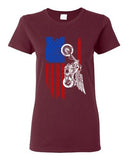 Ladies American Flag USA Motorcycle Motor Eagle Patriotic DT T-Shirt Tee