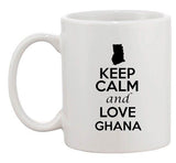 Keep Calm And Love Ghana Accra Country Map Patriotic Ceramic White Coffee Mug