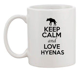 Keep Calm And Love Hyenas Wolf Wild Animal Lover Funny Ceramic White Coffee Mug