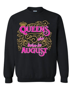 Queens Are Born In August Crown Birthday Funny DT Crewneck Sweatshirt