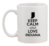 Keep Calm And Love Indiana Country Map Nation Patriotic Ceramic White Coffee Mug