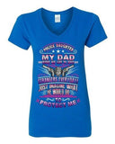 V-Neck Ladies Police Daughter My Dad Risks His Life To Save Stranger T-Shirt Tee