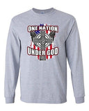 Long Sleeve Adult T-Shirt One Nation Under God Cross USA America Patriotic DT